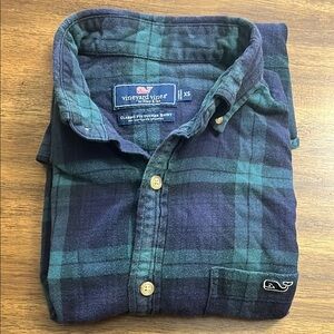 Vineyard Vines Shirt XS Blue Green Tucker Classic Fit Tartan Blackwatch Plaid